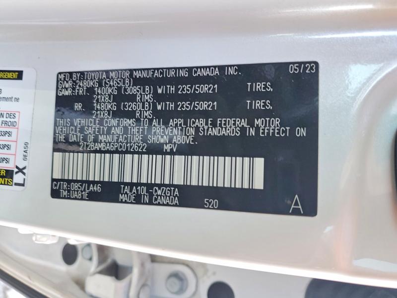2023 Lexus Rx 350 მანქანა იყიდება აუქციონზე, vin: 2T2BAMBA6PC012622, აუქციონის ნომერი: 54189376