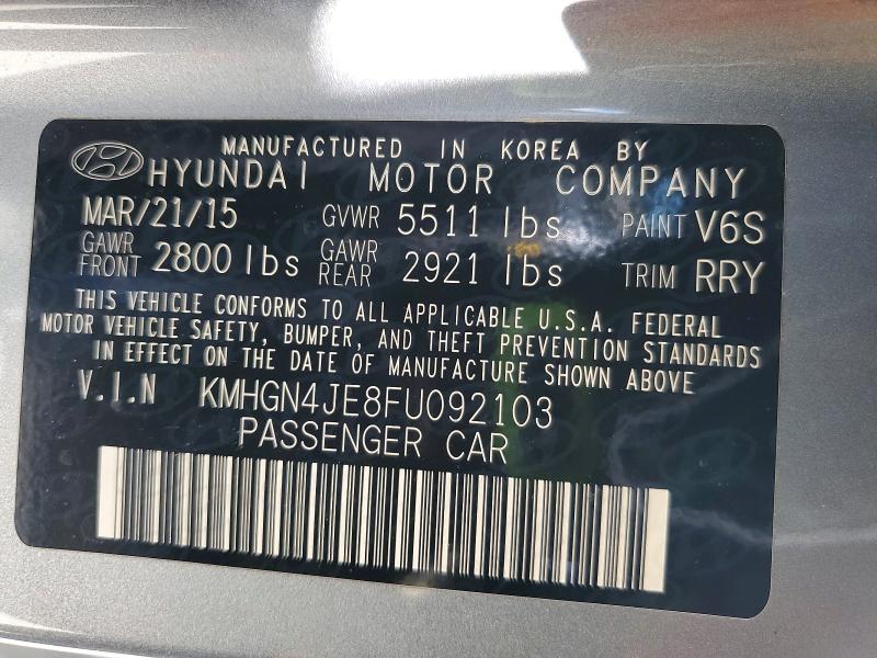 Продажа на аукционе авто 2015 Hyundai Genesis, vin: KMHGN4JE8FU092103, номер лота: 52000846