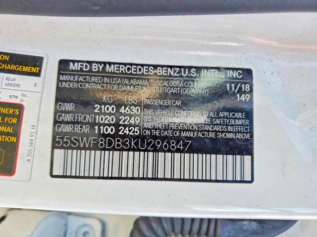 Продаж на аукціоні авто 2019 Mercedes-benz C, vin: 55SWF8DB3KU296847, номер лоту: 52879116