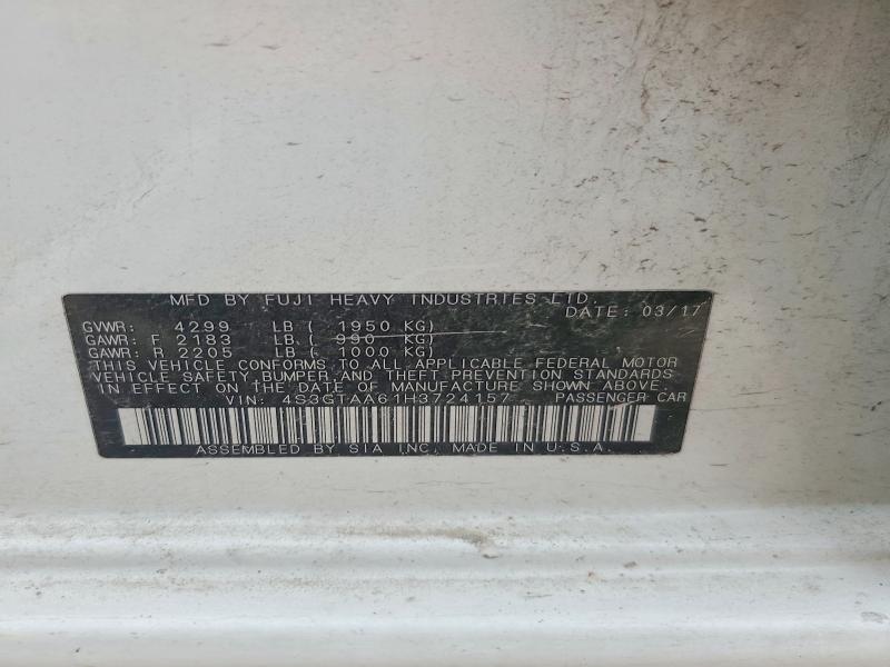 Aukcja sprzedaży 2017 Subaru Impreza, vin: 4S3GTAA61H3724157, numer aukcji: 54763976