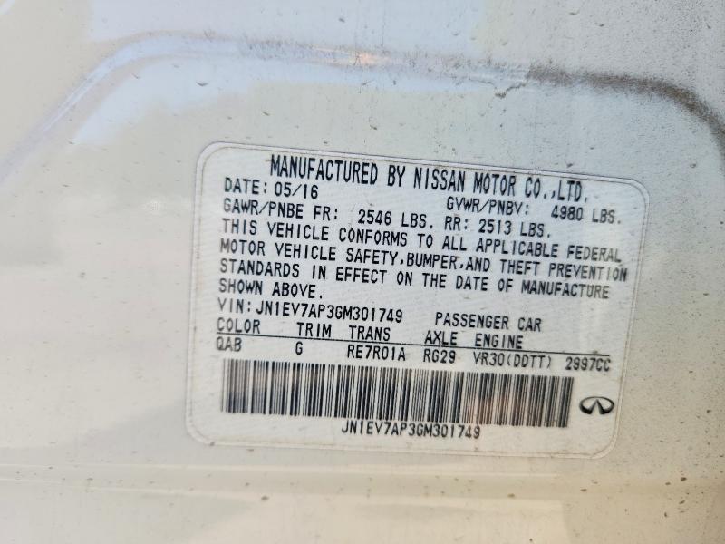 Aukcja sprzedaży 2016 Infiniti Q50, vin: JN1EV7AP3GM301749, numer aukcji: 53365216