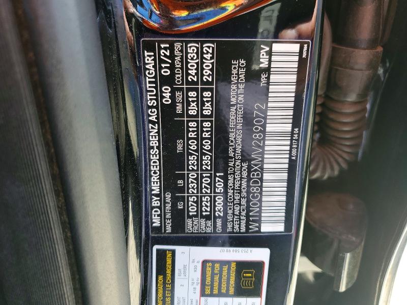 Продажа на аукционе авто 2021 Mercedes-benz Glc, vin: W1N0G8DBXMV289072, номер лота: 53032256