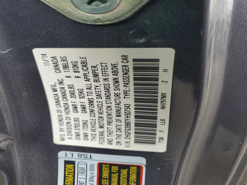 Aukcja sprzedaży 2015 Honda Civic, vin: 2HGFG3B87FH507543, numer aukcji: 54883456