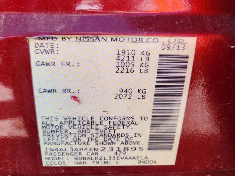 Aukcja sprzedaży 2014 Nissan Altima, vin: 1N4AL3AP4EN231895, numer aukcji: 52267256