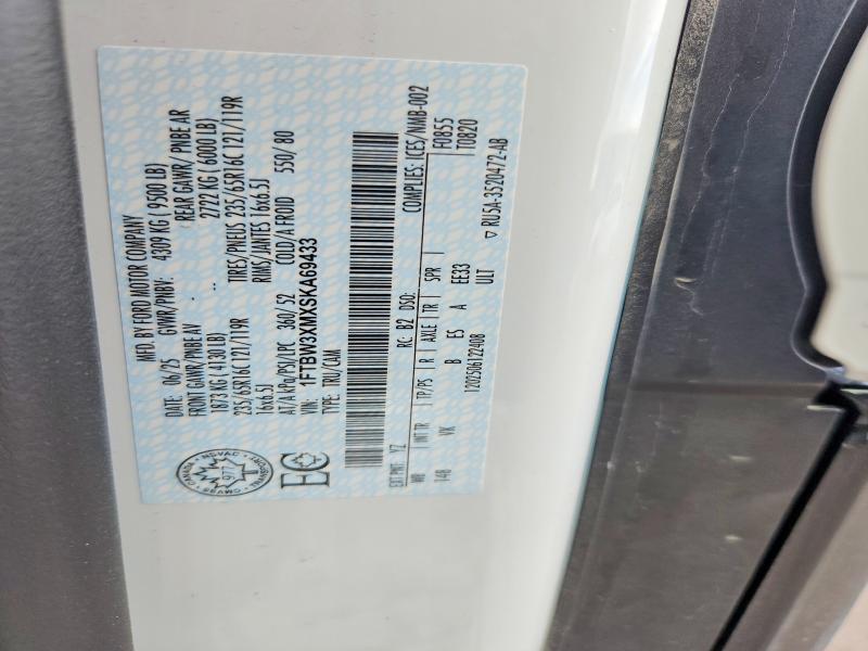 2025 Ford Transit მანქანა იყიდება აუქციონზე, vin: 1FTBW3XMXSKA69433, აუქციონის ნომერი: 53878666