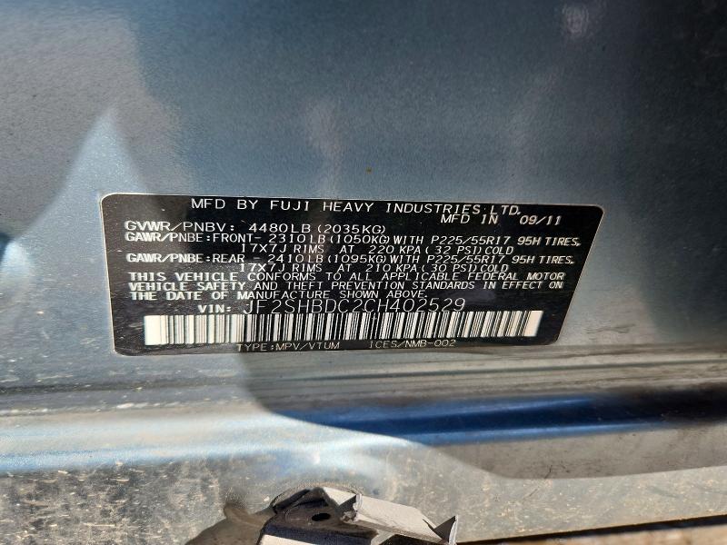 52361896 :رقم المزاد ، JF2SHBDC2CH402529 vin ، 2012 Subaru Forester مزاد بيع