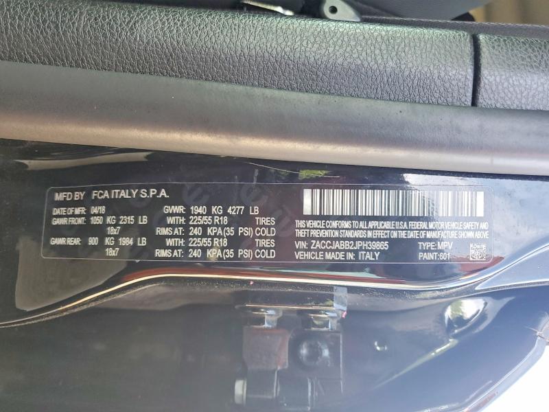 Auction sale of the 2018 Jeep Renegade, vin: ZACCJABB2JPH39865, lot number: 53621786