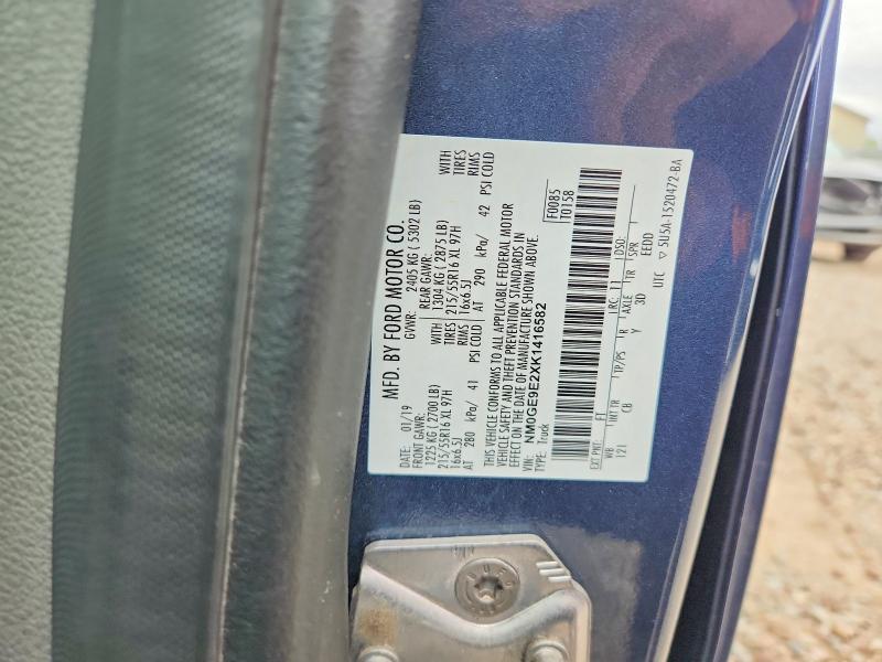 2019 Ford Transit მანქანა იყიდება აუქციონზე, vin: NM0GE9E2XK1416582, აუქციონის ნომერი: 54191676