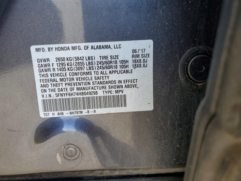 Продажа на аукционе авто 2017 Honda Pilot, vin: 5FNYF6H74HB049298, номер лота: 53912986