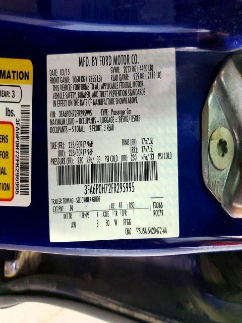 Aukcja sprzedaży 2015 Ford Fusion, vin: 3FA6P0H72FR295995, numer aukcji: 51896746