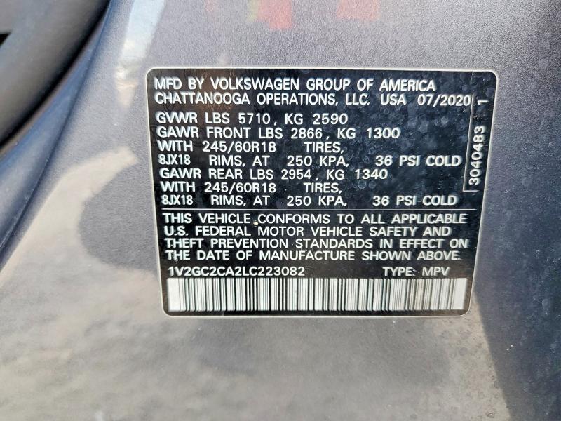 Продаж на аукціоні авто 2020 Volkswagen Atlas Cross Sport, vin: 1V2GC2CA2LC223082, номер лоту: 55014796