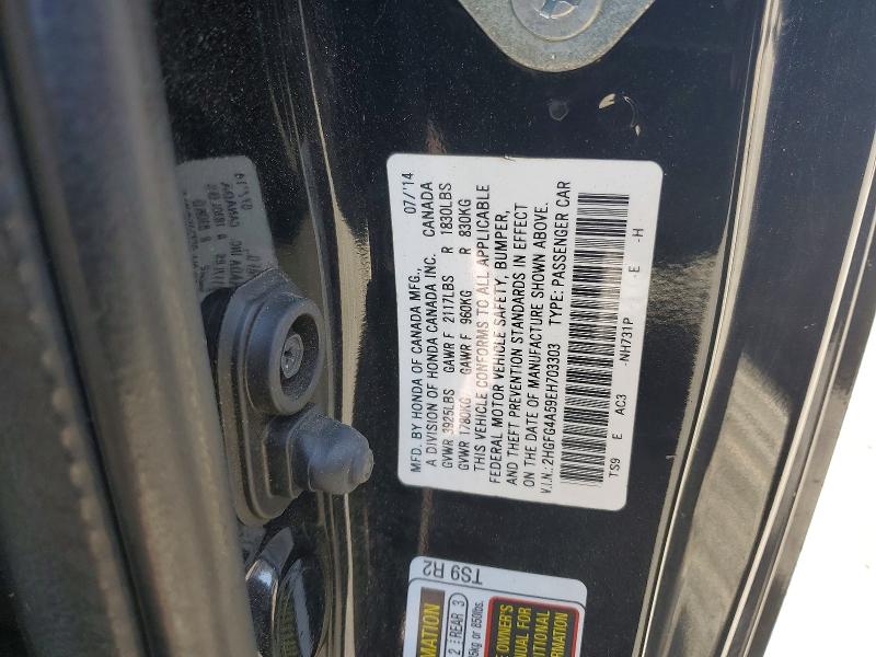 Продаж на аукціоні авто 2014 Honda Civic, vin: 2HGFG4A59EH703303, номер лоту: 54146046