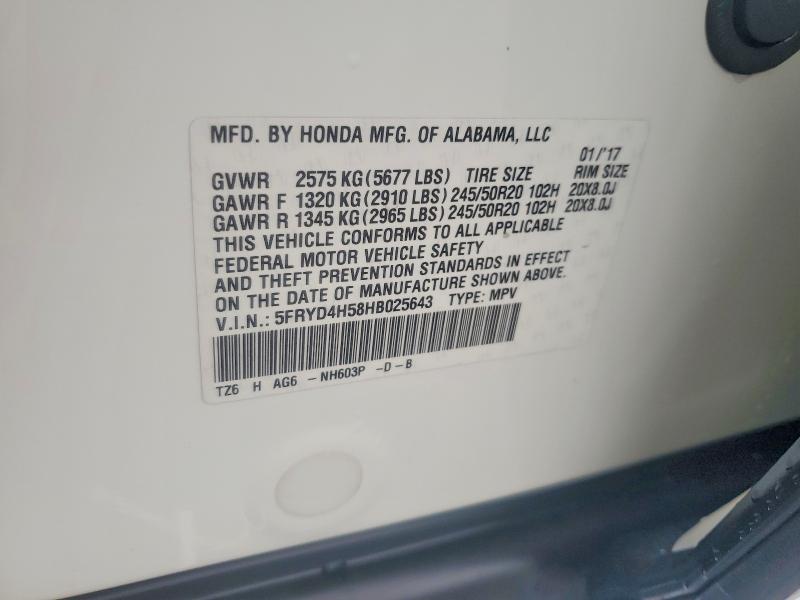 54591876 :رقم المزاد ، 5FRYD4H58HB025643 vin ، 2017 Acura Mdx مزاد بيع