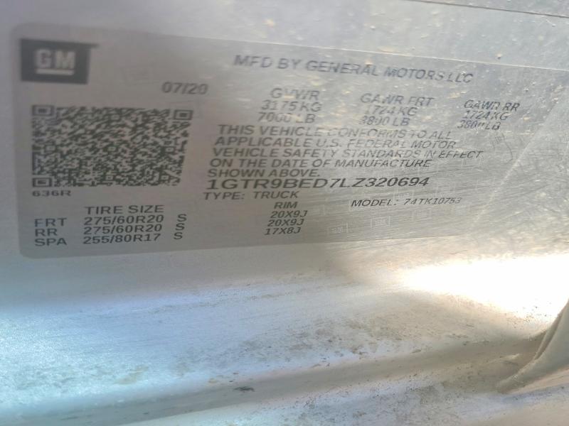 Aukcja sprzedaży 2020 Gmc Sierra, vin: 1GTR9BED7LZ320694, numer aukcji: 52049066