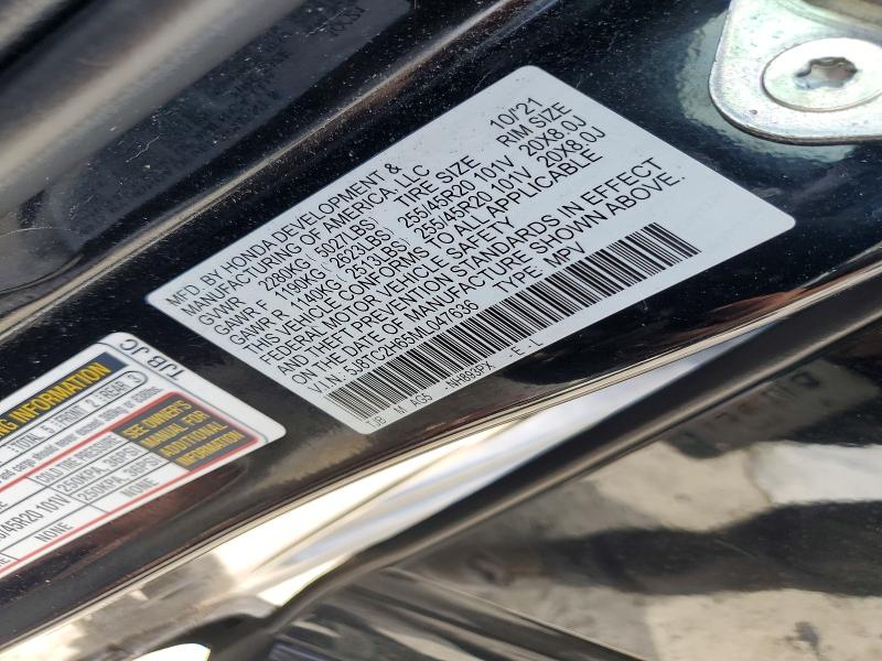 52617976 :رقم المزاد ، 5J8TC2H65ML047636 vin ، 2021 Acura Rdx مزاد بيع