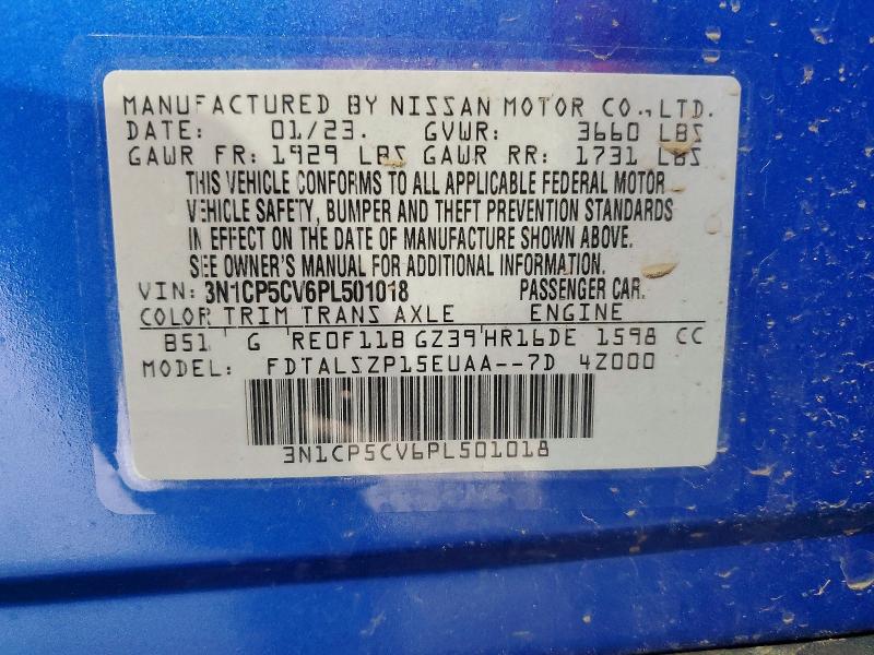 52615636 :رقم المزاد ، 3N1CP5CV6PL501018 vin ، 2023 Nissan Kicks مزاد بيع