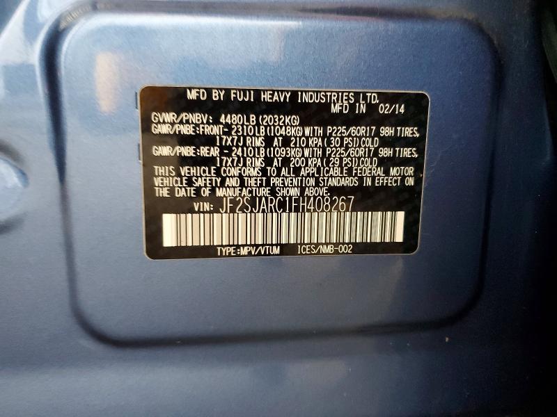 54825496 :رقم المزاد ، JF2SJARC1FH408267 vin ، 2015 Subaru Forester مزاد بيع