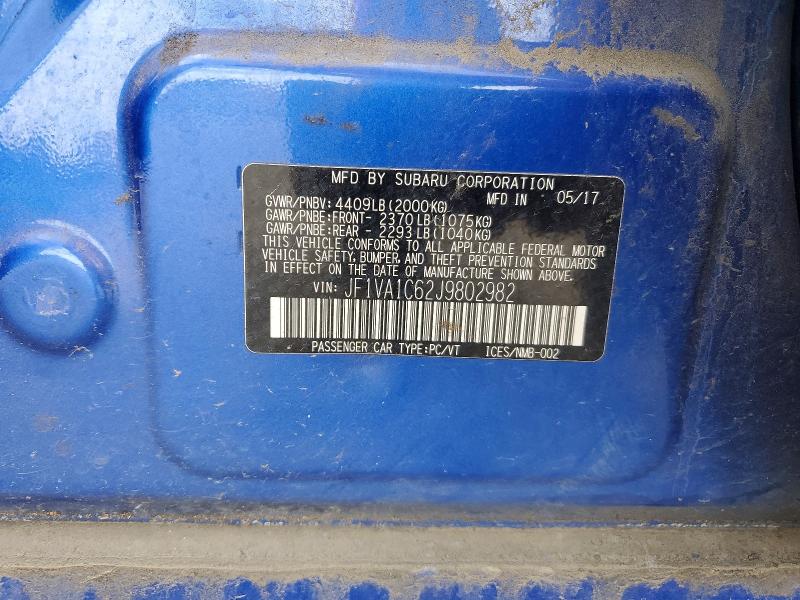 Aukcja sprzedaży 2018 Subaru Wrx, vin: JF1VA1C62J9802982, numer aukcji: 53441106