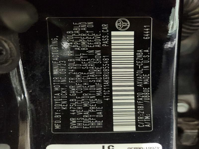53419026 :رقم المزاد ، 4T1C11AK6RU855481 vin ، 2024 Toyota Camry مزاد بيع