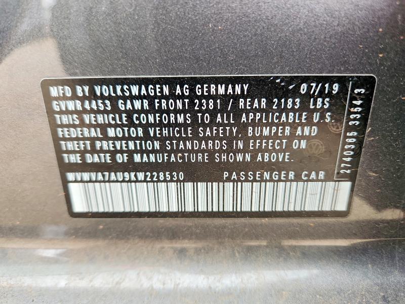 Продажа на аукционе авто 2019 Volkswagen Golf R, vin: WVWVA7AU9KW228530, номер лота: 54664756