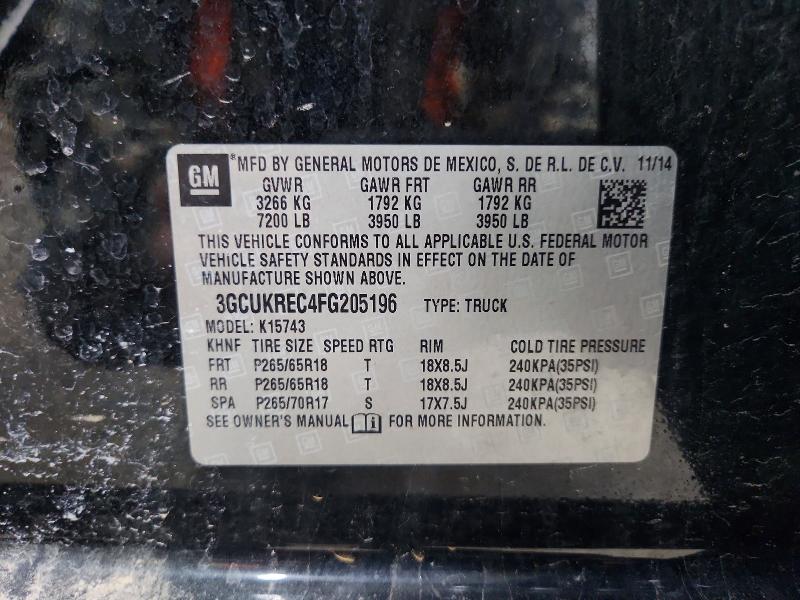 Aukcja sprzedaży 2015 Chevrolet Silverado, vin: 3GCUKREC4FG205196, numer aukcji: 52334156