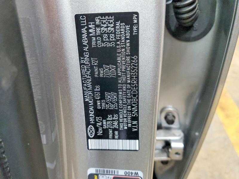 54249196 :رقم المزاد ، 5NMJBCDE5RH352266 vin ، 2024 Hyundai Tucson مزاد بيع