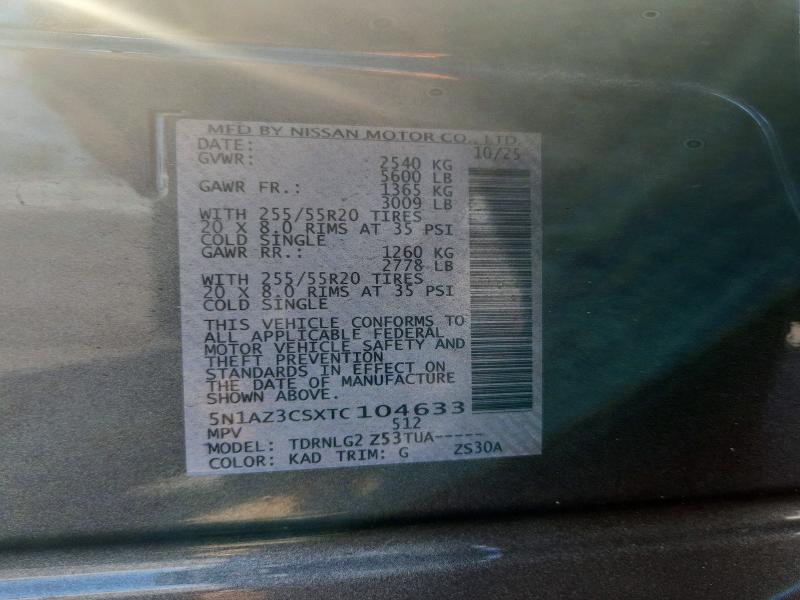 2026 Nissan Murano მანქანა იყიდება აუქციონზე, vin: 5N1AZ3CSXTC104633, აუქციონის ნომერი: 54191256