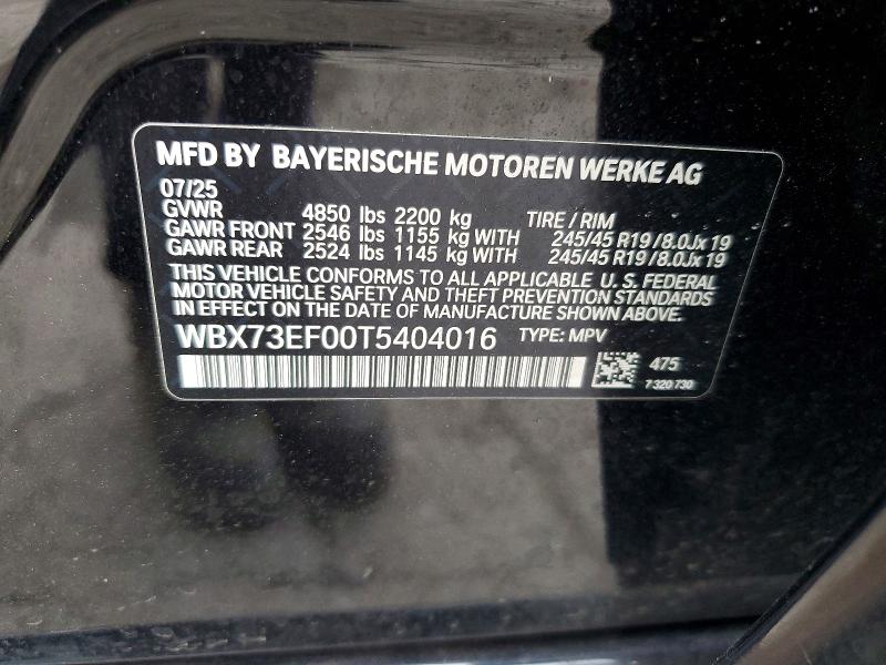 53382136 :رقم المزاد ، WBX73EF00T5404016 vin ، 2026 Bmw X1 مزاد بيع