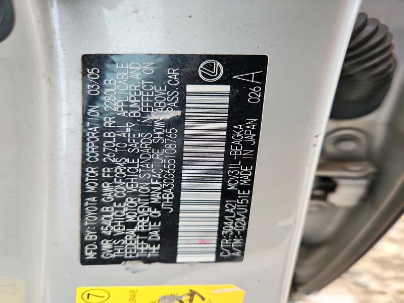 Продажа на аукционе авто 2005 Lexus Es, vin: JTHBA30G655108765, номер лота: 54416946