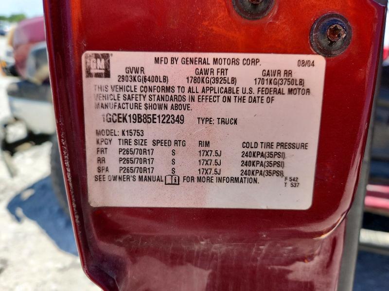 2005 Chevrolet Silverado მანქანა იყიდება აუქციონზე, vin: 1GCEK19B85E122349, აუქციონის ნომერი: 53793186