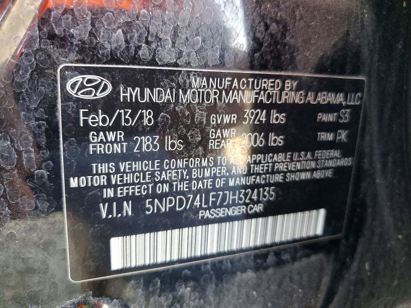 Aukcja sprzedaży 2018 Hyundai Elantra, vin: 5NPD74LF7JH324135, numer aukcji: 53236836