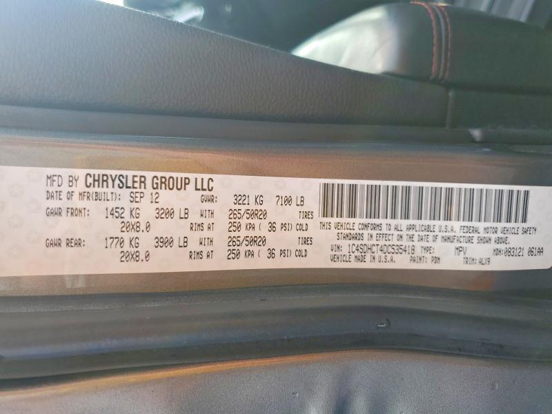 53155726 :رقم المزاد ، 1C4SDHCT4DC535418 vin ، 2013 Dodge Durango مزاد بيع