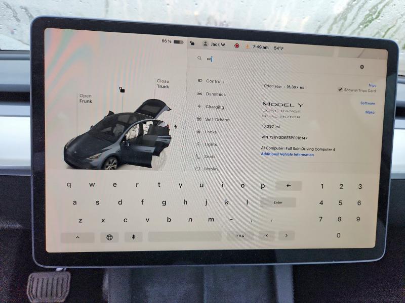 Aukcja sprzedaży 2023 Tesla Model Y, vin: 7SAYGDEE5PF916147, numer aukcji: 52356086