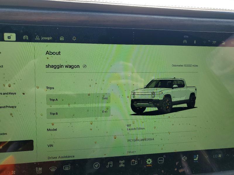 Auction sale of the 2022 Rivian R1t, vin: 7FCTGAAL6NN001844, lot number: 53639466