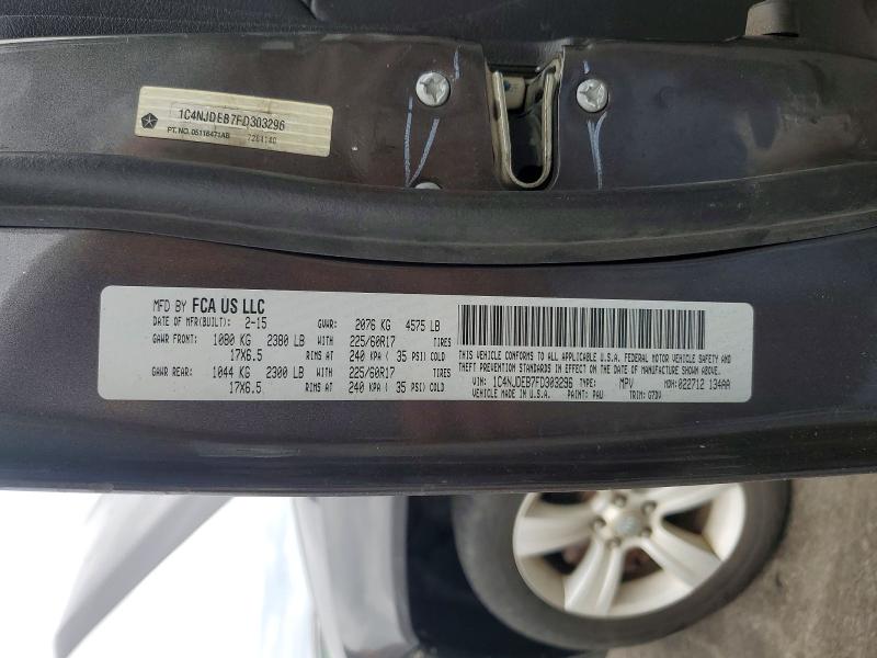 Продажа на аукционе авто 2015 Jeep Compass, vin: 1C4NJDEB7FD303296, номер лота: 52666156