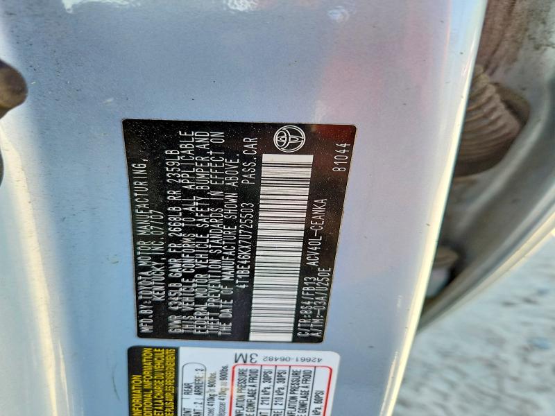 52154626 :رقم المزاد ، 4T1BE46KX7U725503 vin ، 2007 Toyota Camry مزاد بيع