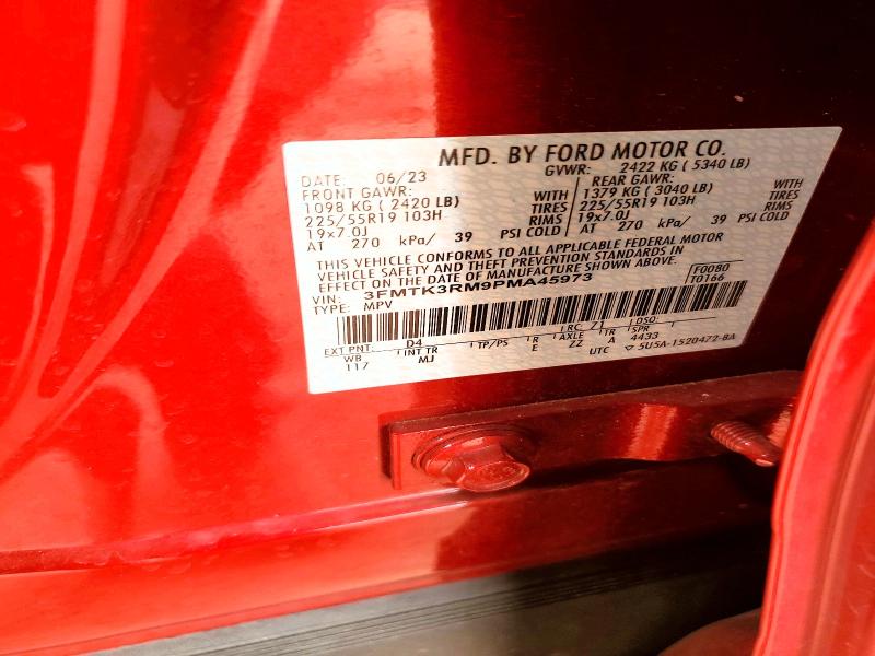 2023 Ford Mustang Mach-e მანქანა იყიდება აუქციონზე, vin: 3FMTK3RM9PMA45973, აუქციონის ნომერი: 52970936