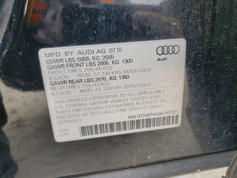 52649636 :رقم المزاد ، WA1D7AFP4GA035291 vin ، 2016 Audi Q5 مزاد بيع