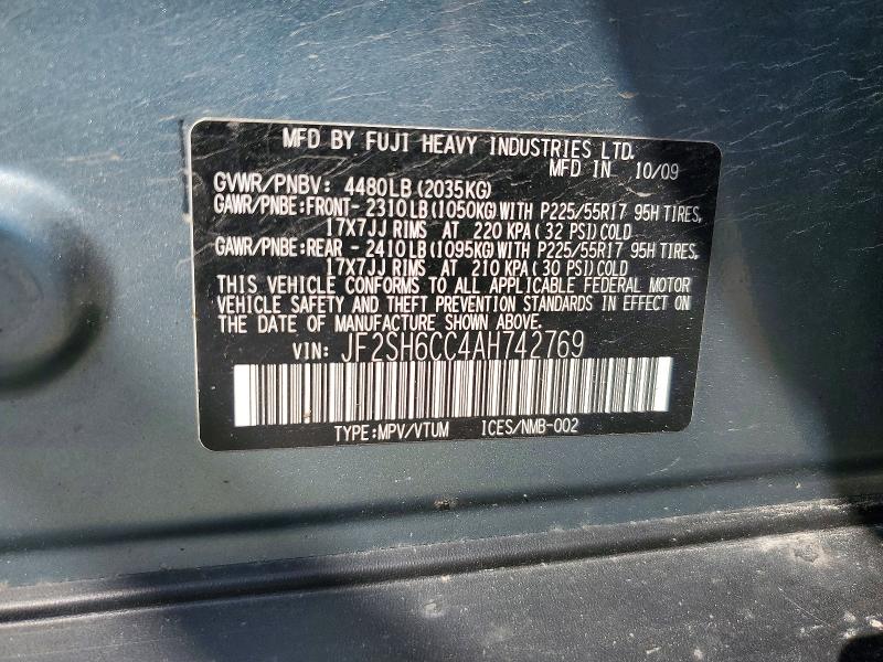 Aukcja sprzedaży 2010 Subaru Forester, vin: JF2SH6CC4AH742769, numer aukcji: 52985296