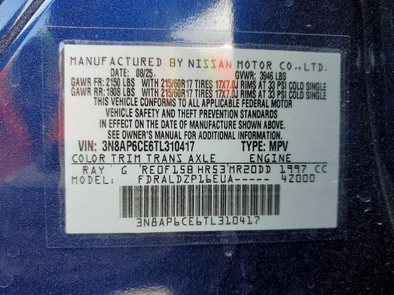 Aukcja sprzedaży 2026 Nissan Kicks, vin: 3N8AP6CE6TL310417, numer aukcji: 54060026
