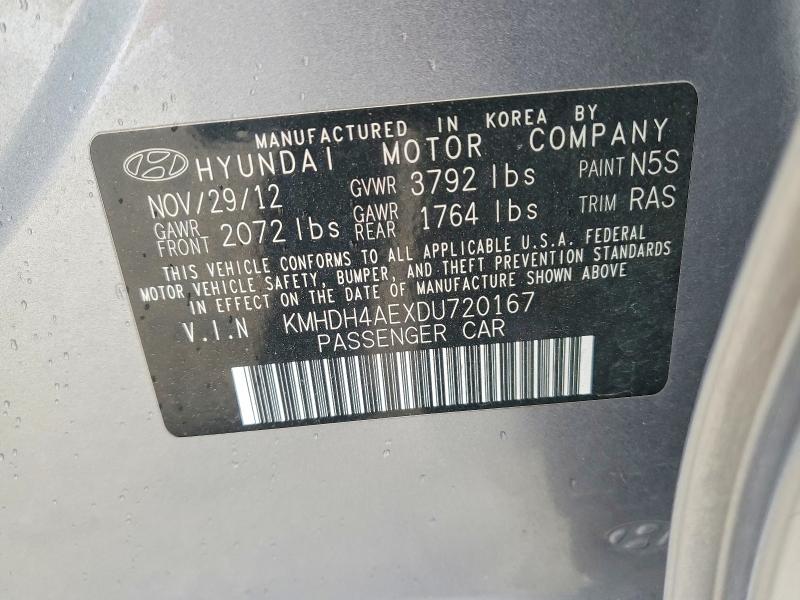 Продажа на аукционе авто 2013 Hyundai Elantra, vin: KMHDH4AEXDU720167, номер лота: 55174026
