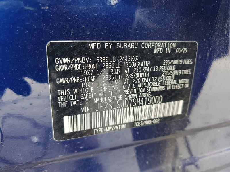 Aukcja sprzedaży 2025 Subaru Forester, vin: JF2SLSJD7SH419000, numer aukcji: 54407066