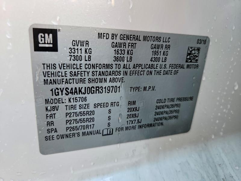Продаж на аукціоні авто 2016 Cadillac Escalade, vin: 1GYS4AKJ0GR319701, номер лоту: 51767386