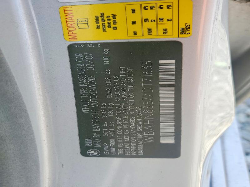 Продаж на аукціоні авто 2007 Bmw 750, vin: WBAHN83577DT71635, номер лоту: 54400856