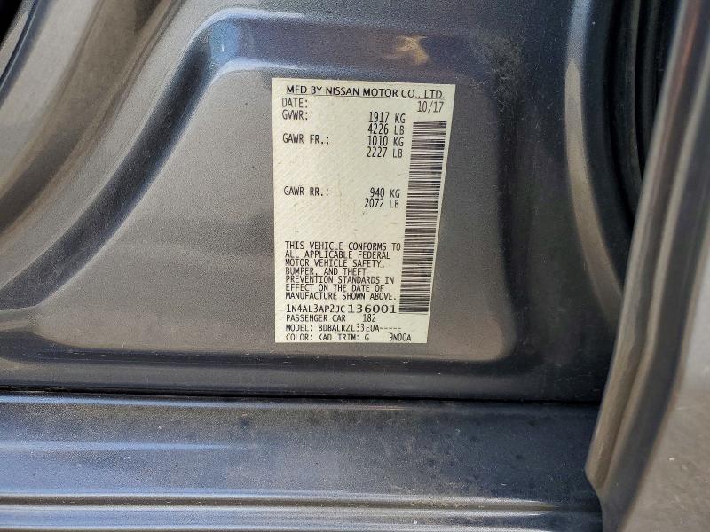 2018 Nissan Altima მანქანა იყიდება აუქციონზე, vin: 1N4AL3AP2JC136001, აუქციონის ნომერი: 53935396