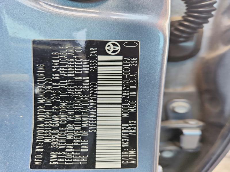 54217606 :رقم المزاد ، 5YFEPMAE7MP172220 vin ، 2021 Toyota Corolla مزاد بيع