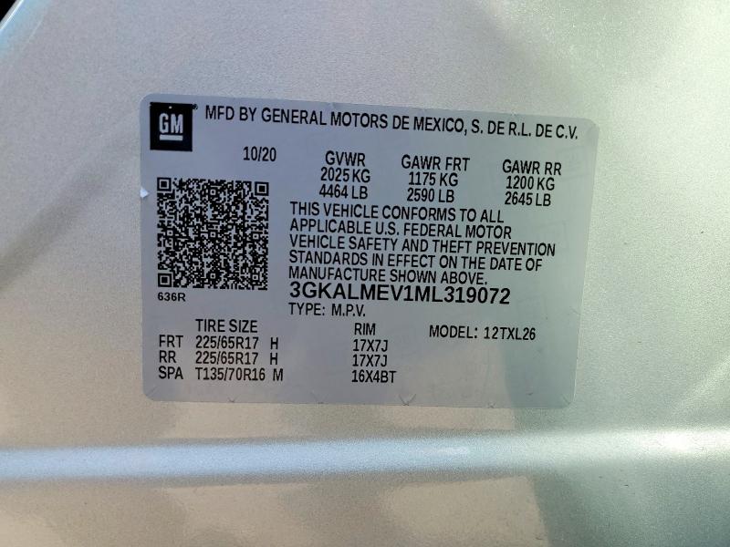 Aukcja sprzedaży 2021 Gmc Terrain, vin: 3GKALMEV1ML319072, numer aukcji: 55021356