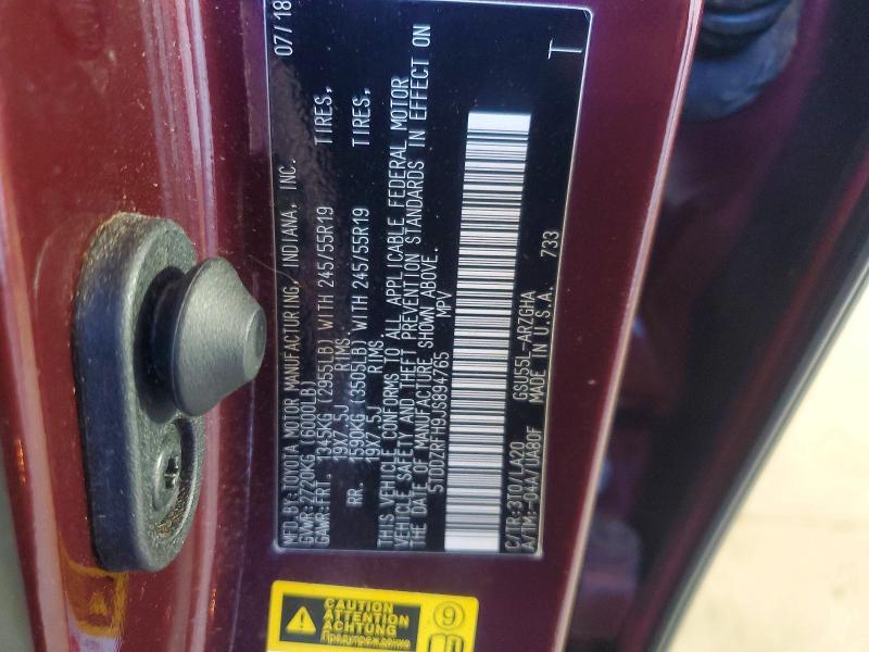 53310456 :رقم المزاد ، 5TDDZRFH9JS894765 vin ، 2018 Toyota Highlander مزاد بيع