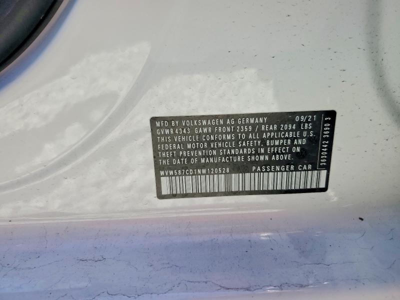 Aukcja sprzedaży 2022 Volkswagen Gti, vin: WVW587CD1NW120528, numer aukcji: 52576146