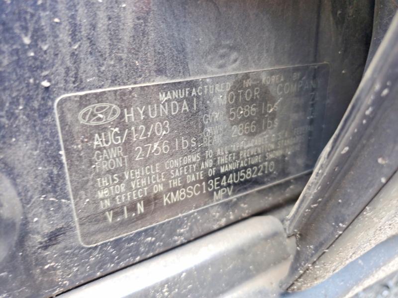 2004 Hyundai Santa Fe მანქანა იყიდება აუქციონზე, vin: KM8SC13E44U582210, აუქციონის ნომერი: 54641616